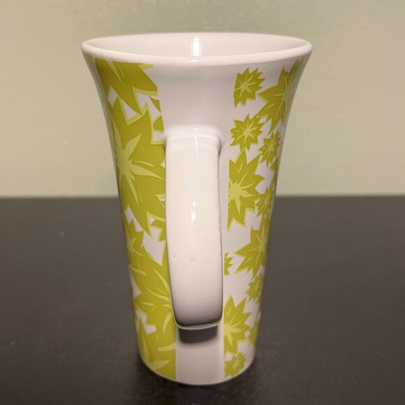 BLUE HARBOR Tall & Tapered Floral Ceramic Mug w/ Two-Tone Green Blossoms - Picture 5 of 13